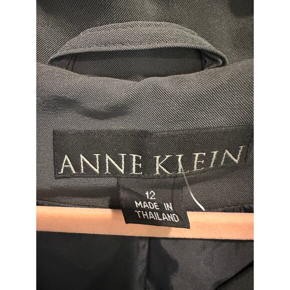 Vintage Classic Charcoal Gray Anne Klein Belted Trench Coat Effortless Classic - Picture 7 of 10